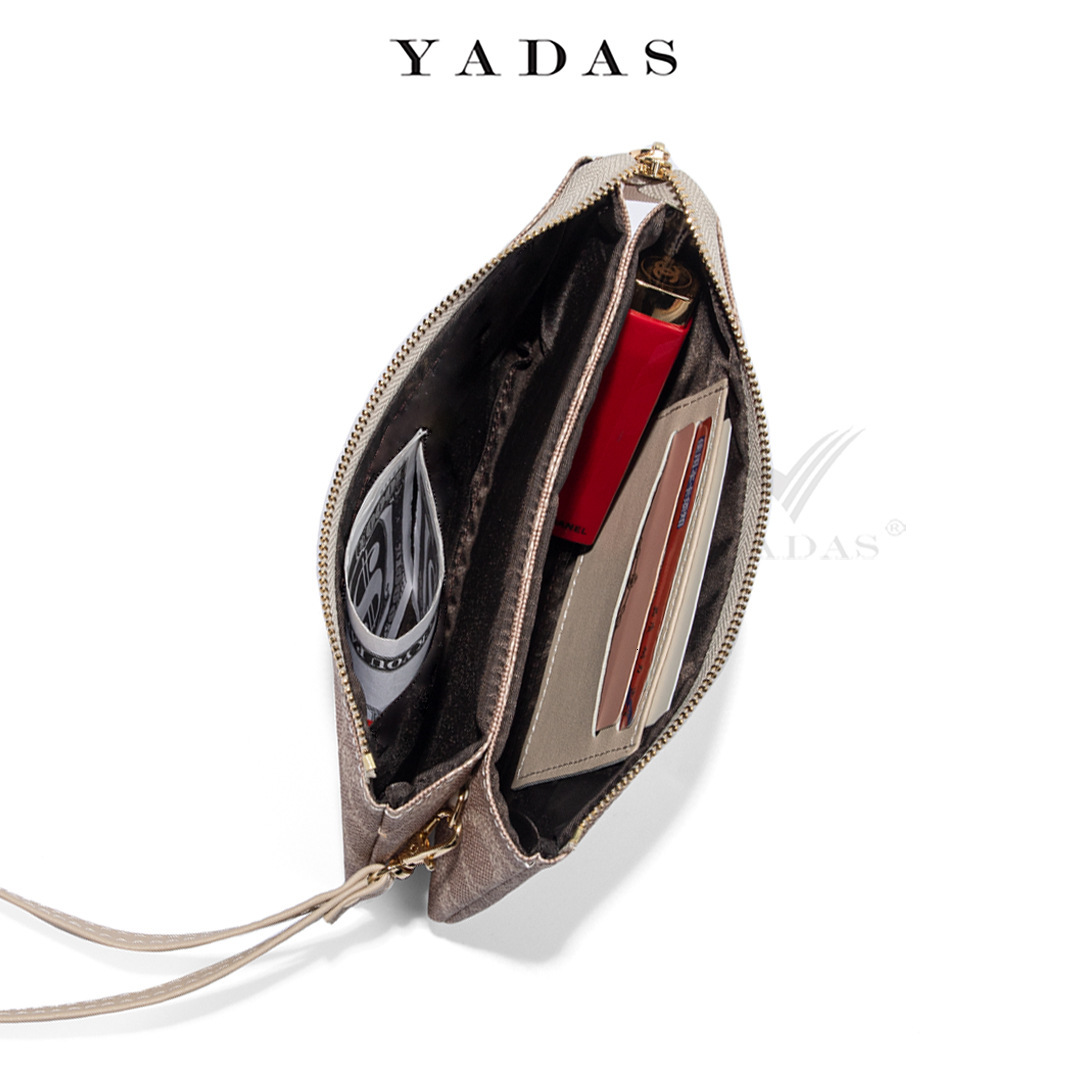 YADAS Wallet Women's New Classic Elliptical Print Old Pattern Zipper Wrist Bag with Magnificent PU