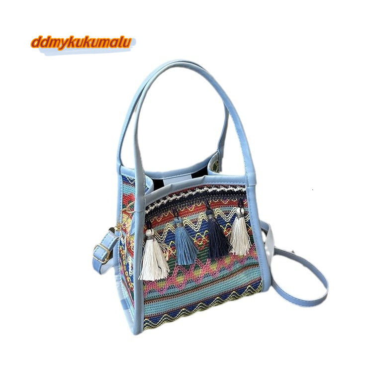 New ethnic style fashion women's handbag, trendy niche design, crossbody bag, tassel French stick bag #15 kukumalu