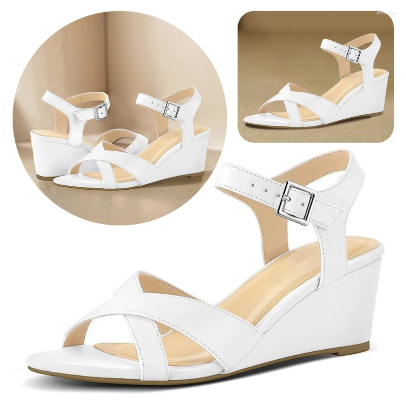 Sandals Women Open Toe Wedge Heels Shoes Comfortable Work Wedding Party Pumps Summer Casual hurenlakeshoes hurenlakeshoes hurenlakeshoes