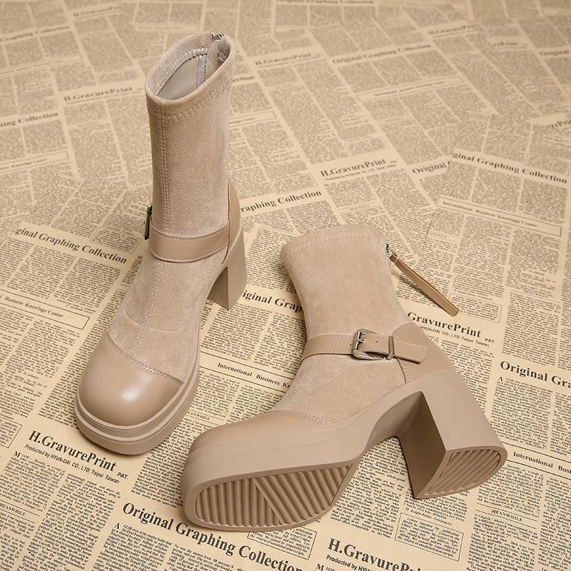Women's Fashion Boots:Thick Sole Fashion Martin Boots Short Boots Winter Trendy Wear Warm,Khaki/Black/Brown,Free shipping