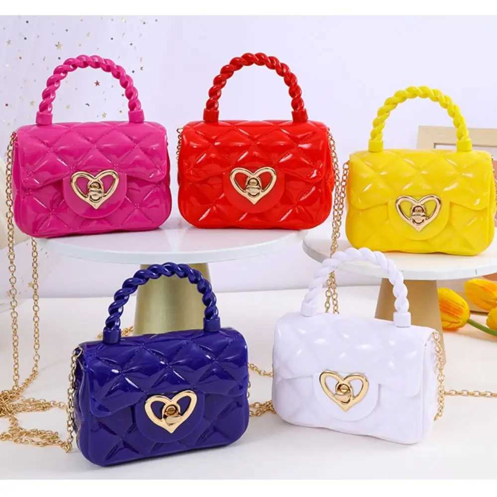 Fashion Kids PU Leather Crossbody Bags Girls Heart Shoulder Bags Children Mini Coin Purses Jelly Bag Kids Handbag Gifts LX241104