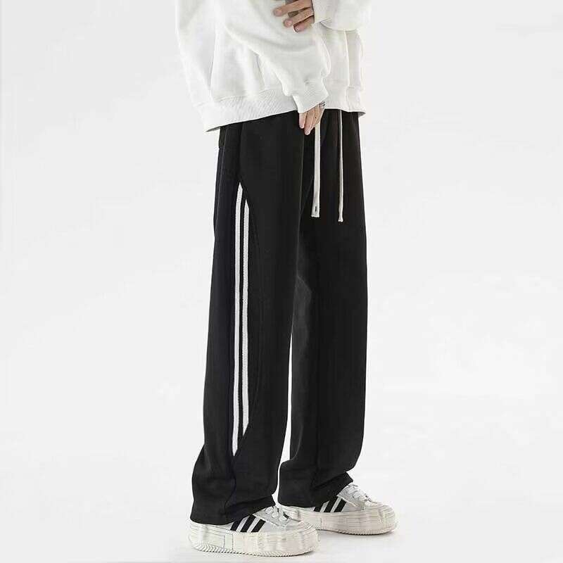 shanshi three stripes pants Grey sports for men in spring autumn 2024 new three bar contrasting color guard pants rugged and handsome straight leg len