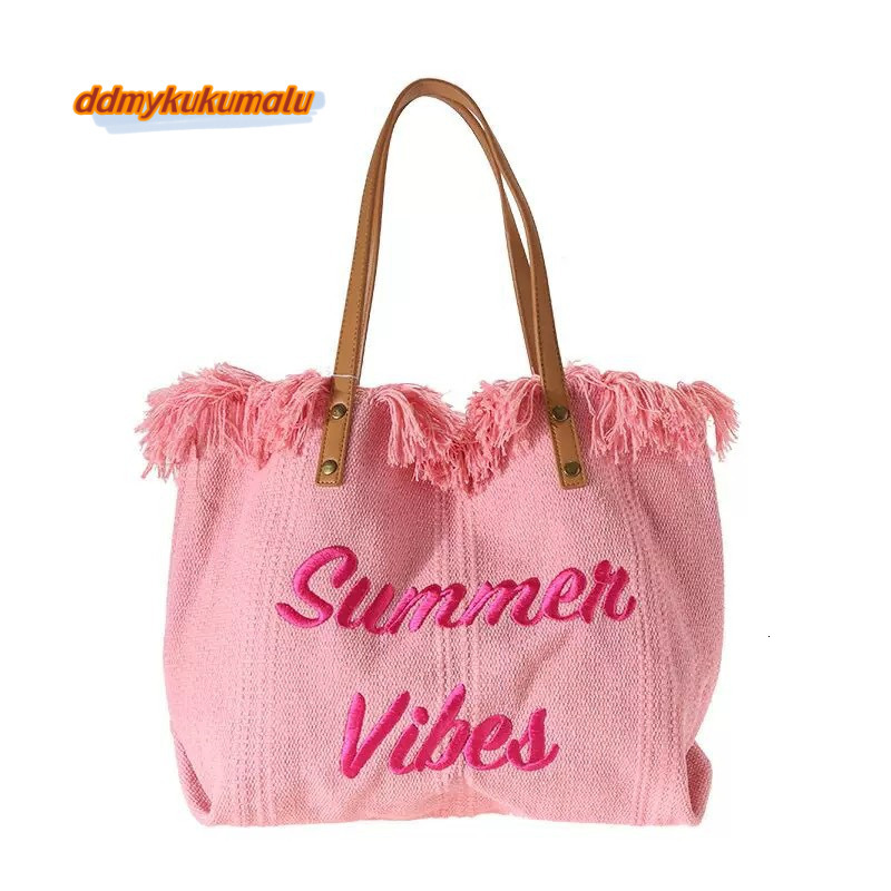 2022 new beach travel tote fashionable and simple tassel mommy large capacity single shoulder bag, trendy #17 kukumalu