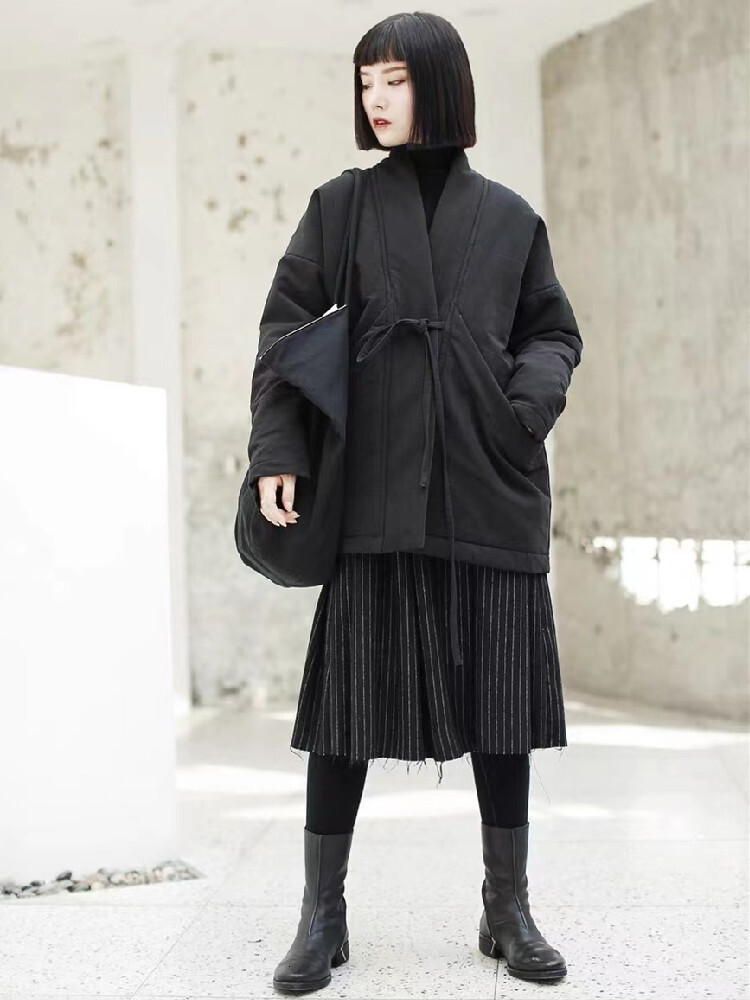 Autumn Winter Black Cotton Padded Oversized Vintage Loose Casual Jackets For Women Coats 2023 Clothes Woman Jacket Coat