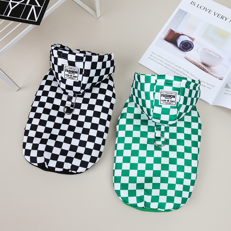 Dog Cotton Padded Coat Fashion Design Plaid Pattern Dog Clothes for Small Medium Sizes Autumn Winter Pet Two Legs Clothes