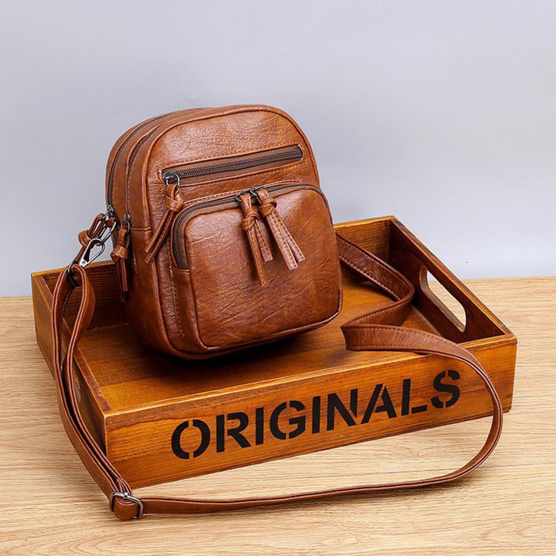 Vintage Designer Shoulder Messenger Bag Casual Handbag Crossbody Bags For Women PU Leather Small Daily Phone Pocket Purse Sac
