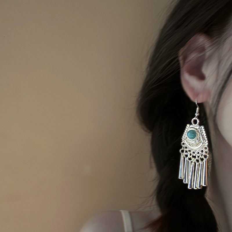 Sier Needle Ethnic Style Artificial Crystal Feather Tassel Personalized Design Light Commuter Earrings F10.14-4.05 4e93f
