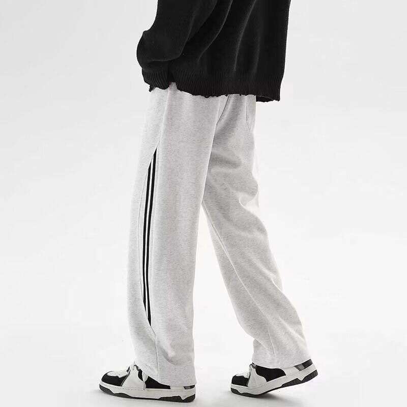 shanshi three stripes pants Grey sports for men in spring autumn 2024 new three bar contrasting color guard pants rugged and handsome straight leg len