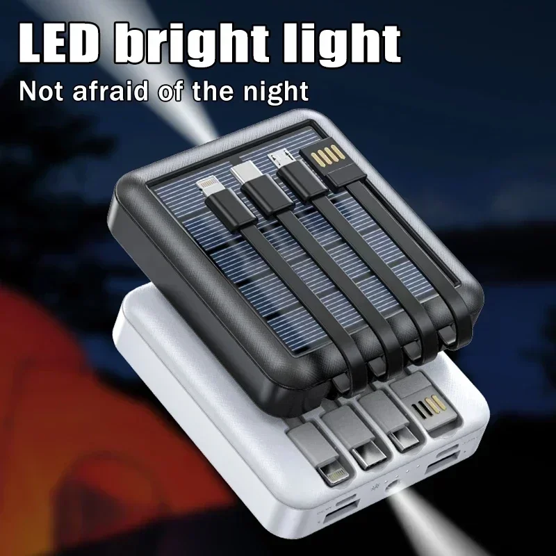 20000mAh 4USB Lines Slim Solar Power Bank Charging Portable Charging External Spare Battery for All Smartphones Solar Powerbank
