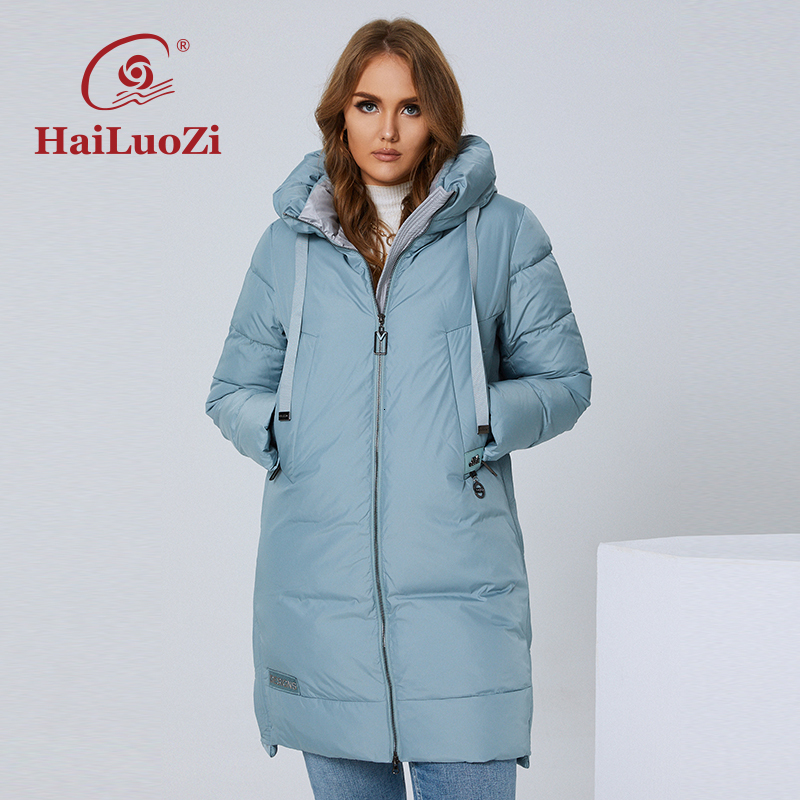 Hailuozi 2022 Women's Winter Jacket Mid-Long L-6Xl Thick Women Coat Fashion Hood Windproof Elegant Female Zipper Parkas 6017
