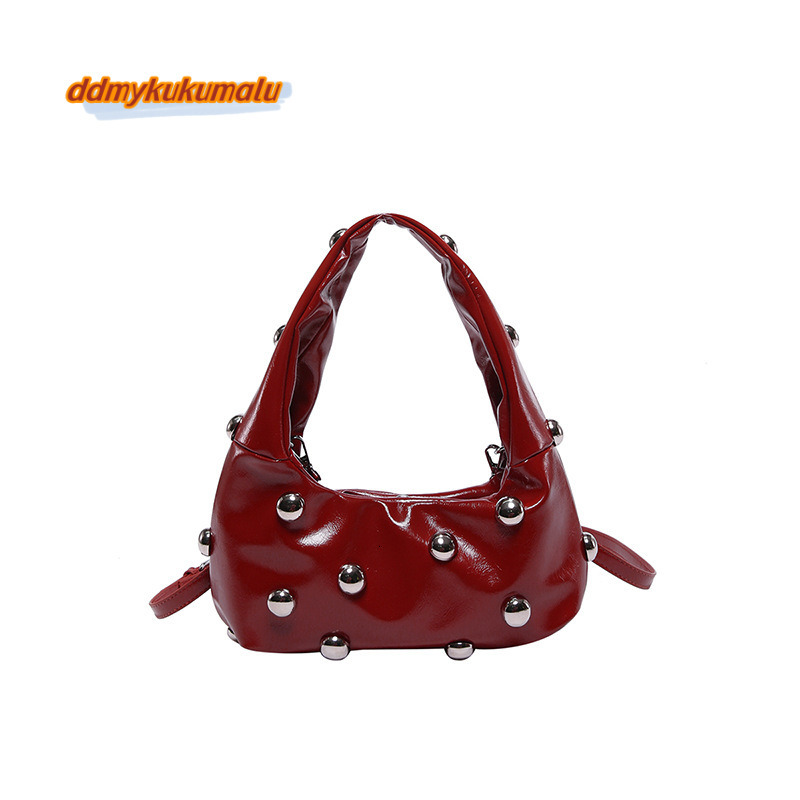 2024 New Riveted Ball Underarm Trendy Fashion, niche Design, Single Personalized Cross Shoulder Women's Bag #29 kukumalu