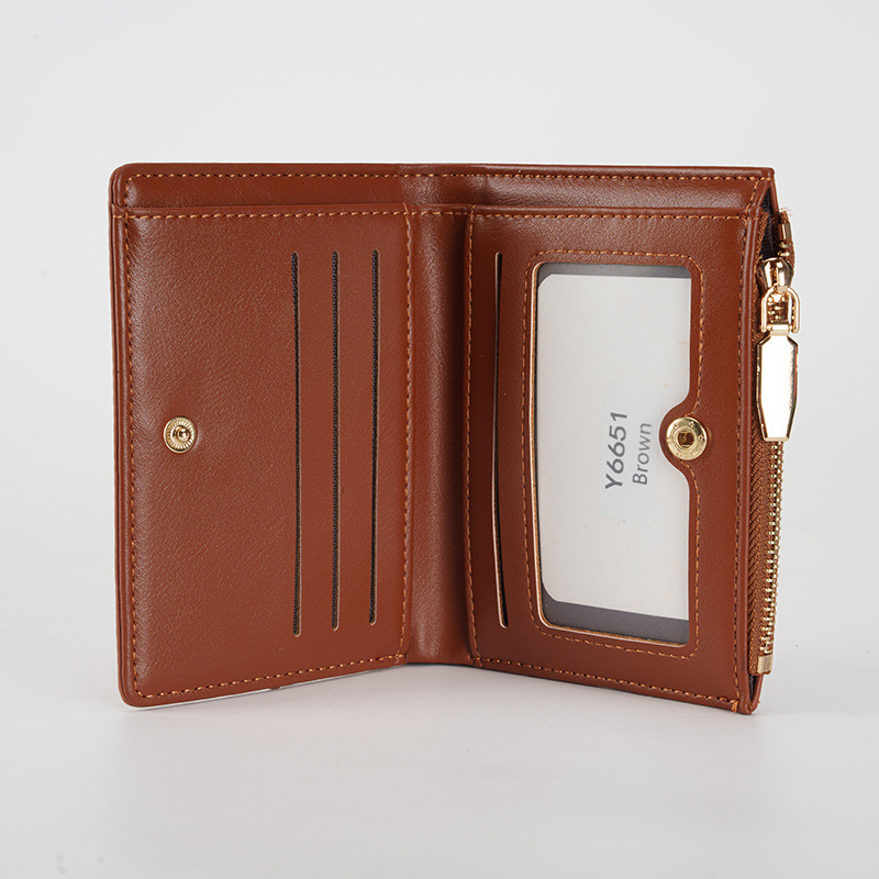 Hot selling PU zipper coin purse, women's multi slot fashionable card bag, niche design, simple short wallet