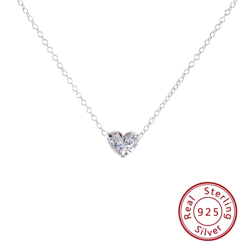 1CT Moissanite Dimaond Heart Pendant Simple Fine Jewelry Real 100% 925 Sterling Silver Party Women Wedding Elegant Clavicle Necklace For Lover Gift
