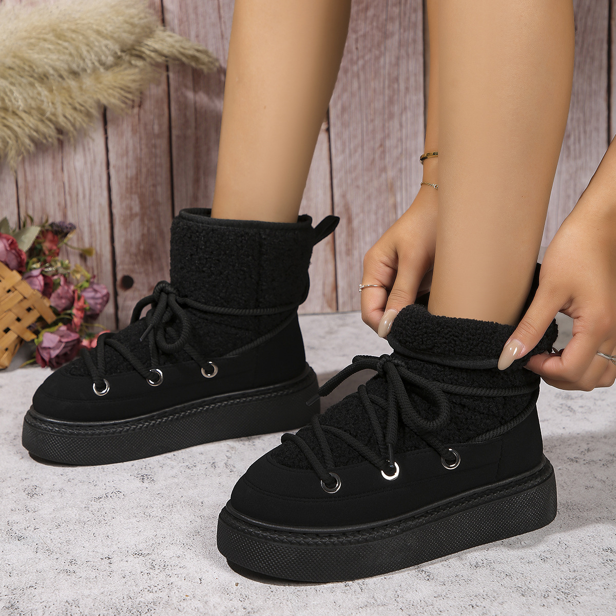 Men's Snow Boots, 2024 Platform Martin Ankle Work Furry Flurry Winter Boot