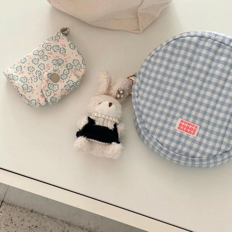 New Cute Flower Hangable Small Fresh Card Multi layer Zero Wallet Canvas Earphone Storage Carrying Bag
