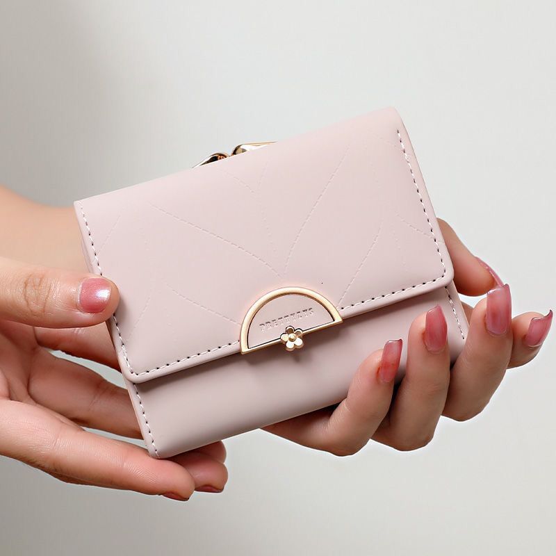 Wallet women's short Instagram niche Japanese and Korean small fresh three fold bag multi card folding college style coin zero wallet