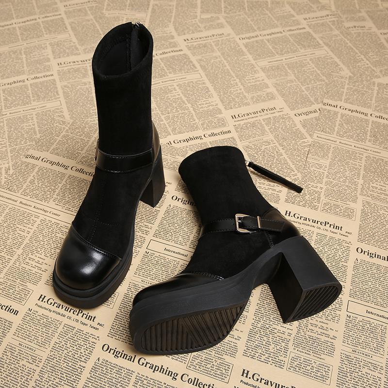 Women's Fashion Boots:Thick Sole Fashion Martin Boots Short Boots Winter Trendy Wear Warm,Khaki/Black/Brown,Free shipping