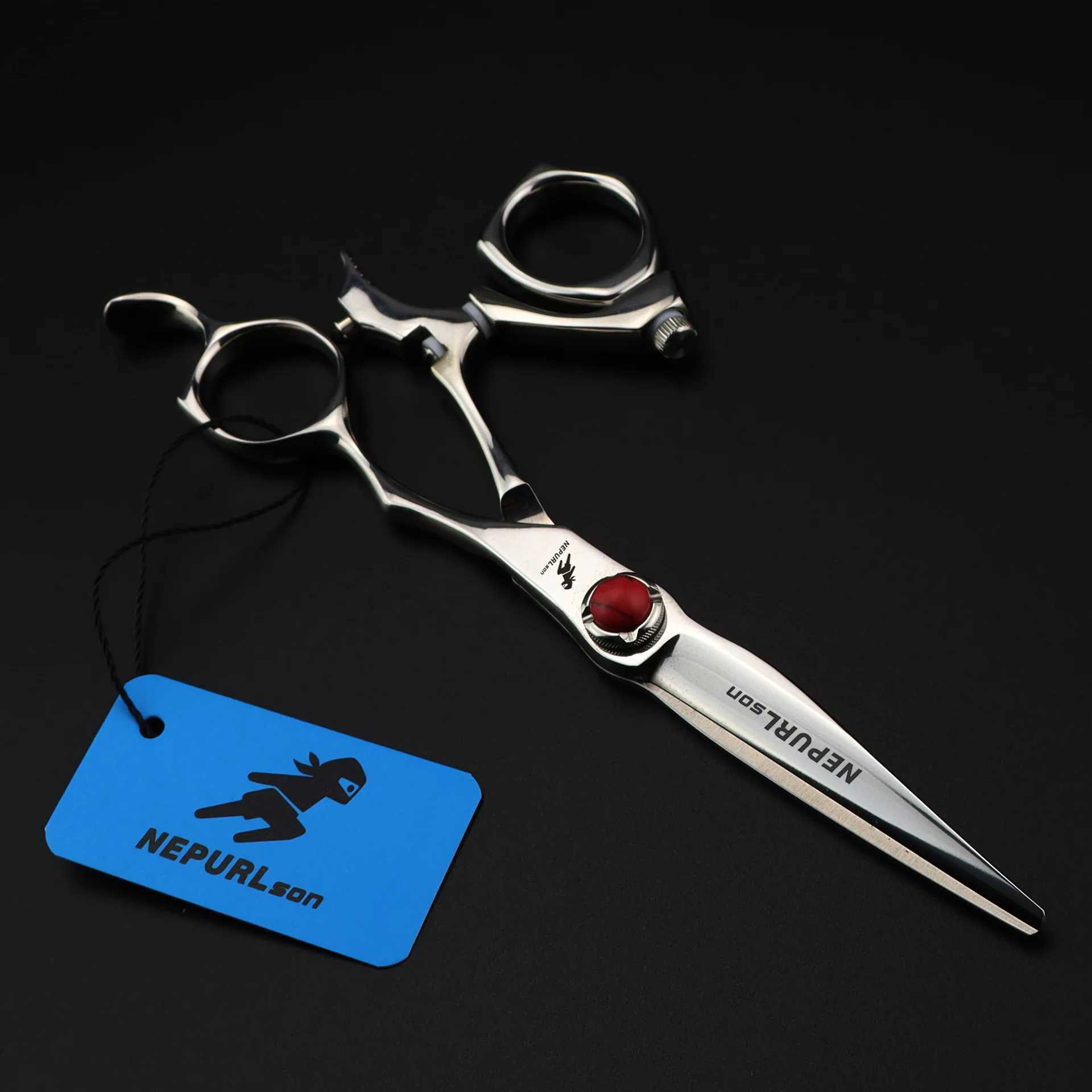 Rotary Rotating handle Professional Hair Salon Scissors Barber Haircut Hairdressing Scissors Barber Straight Cut Japanese SteelXJ241104