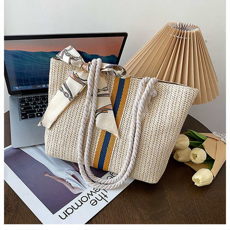 2025 Designer 2024 New Color 3 Straw Woven Fashion Cotton Rope Tote Shoulder Bag for Women