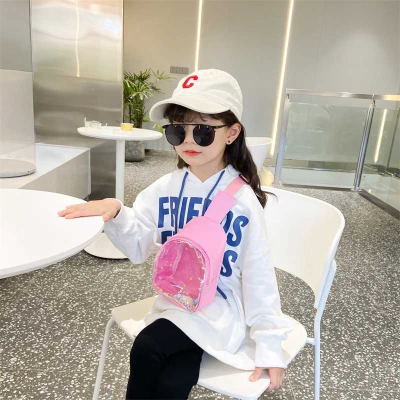 New Fashion Childrens Solid Color Transparent Crossbody Bag Shoulder Bag Travel Sports Girl Cute Shoulder Bag 2024 Gifts LX241104