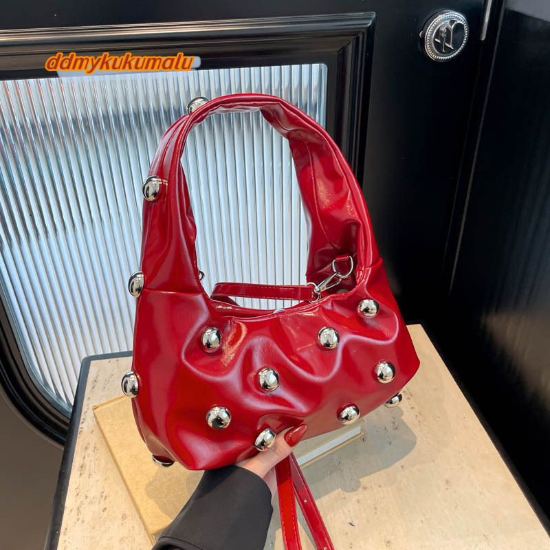 Fashionable and versatile rivet handbag for women 2024 new simple underarm bag, popular single shoulder commuting bag #28 kukumalu