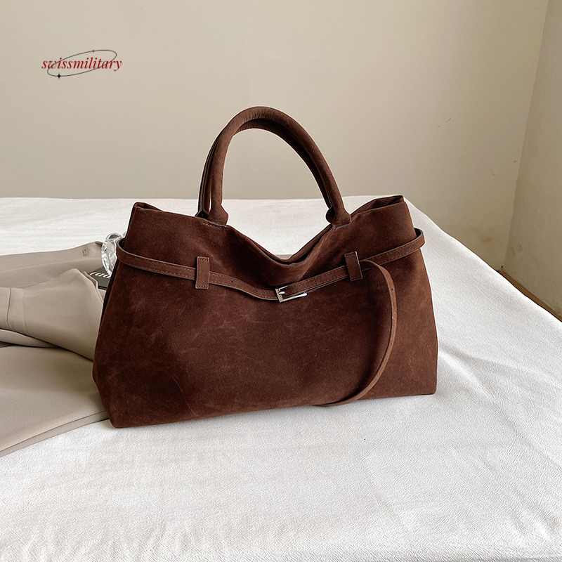 New internet celebrity with fashionable and versatile suede tote design, hand-held single shoulder bag #29 swissmilitary