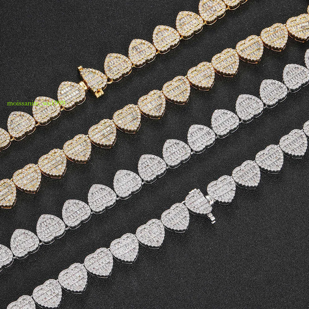 Pendant Necklaces Top Quality Custom Heart Shape Design Fashion Jewelry Moissanite Necklace Tennis Chain