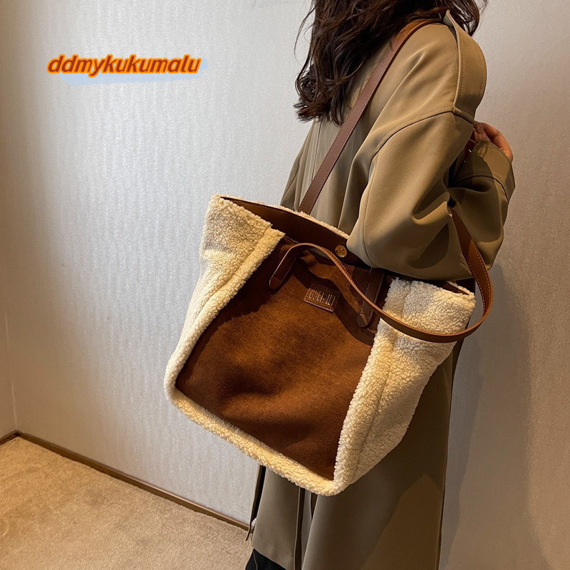 Season Lamb Plush Women's 2024 Autumn/Winter New Frosted Shoulder Bag Commuter #33 kukumalu