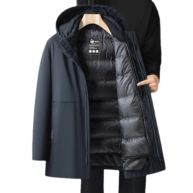 Winter New Detachable Inner Tank Goose Down Men's Middle Aged Business Warm Dad's Coat