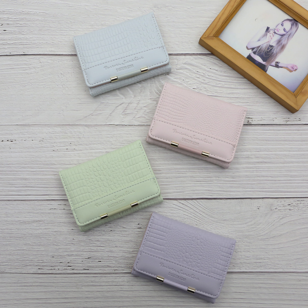 Korean Short Ins Style Macaron Women's Card Bag Fashion Storage Lock Mini Simple Wallet