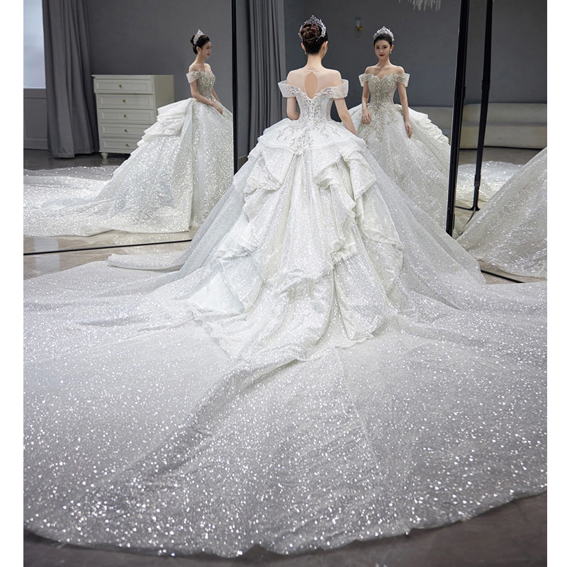 Sexy Bling For Women 2024 Crystals Beaded Tulle Backless Beach Boho Wedding Gown Vestidos De Novia Bridal Dresses Sheer Neck Wed Gowns 0510