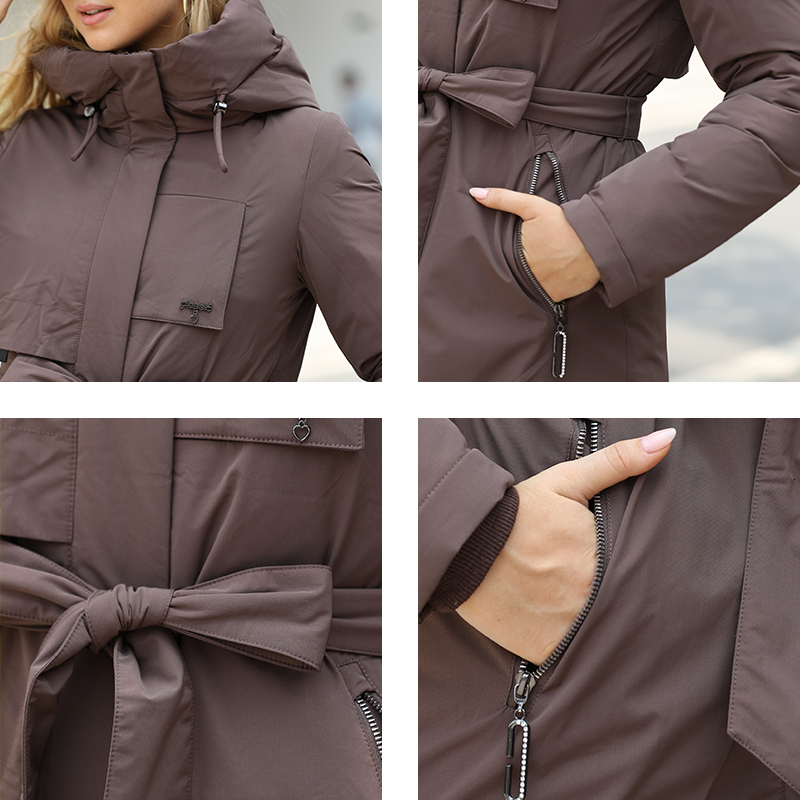 GASMAM Winter Down Jacket Women Warm Long Classic Zipper Lacing Design Pocket Hooded Slim Parkas Female Coat Gm-82160