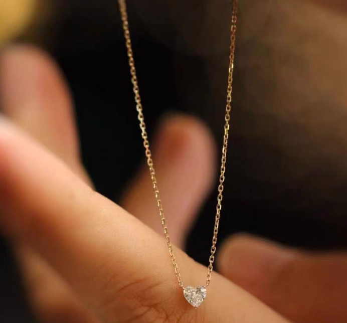 1CT Solitaire Heart Pendant Simple Fashion Jewelry Real 100% 925 Sterling Silver White Moissaite Diamond Party Women Wedding Clavicle Necklace For Lov