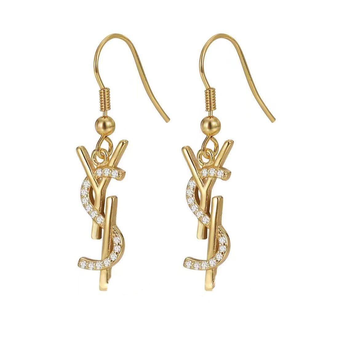 20Style Simple Retro 18K Gold Plated Luxury Designers Letters Stud Clip Chain Geometric Famous Women Crystal Rhinestone Pearl Earring Wedding Party Jewerlry