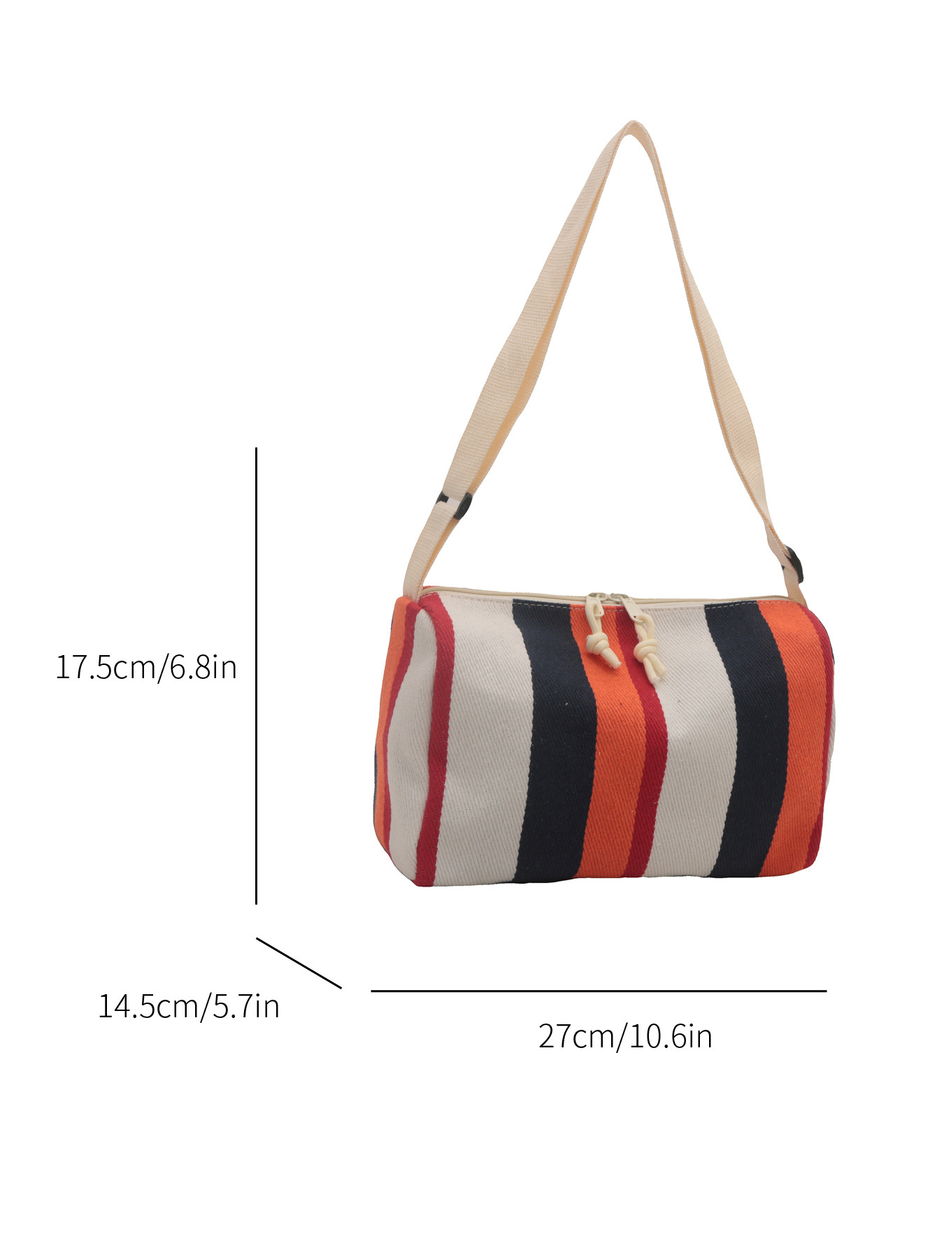 2025 Designer Autumn 3 New 2024 Large Capacity Women's Canvas Contrast Striped Single Shoulder Crossbody Bag