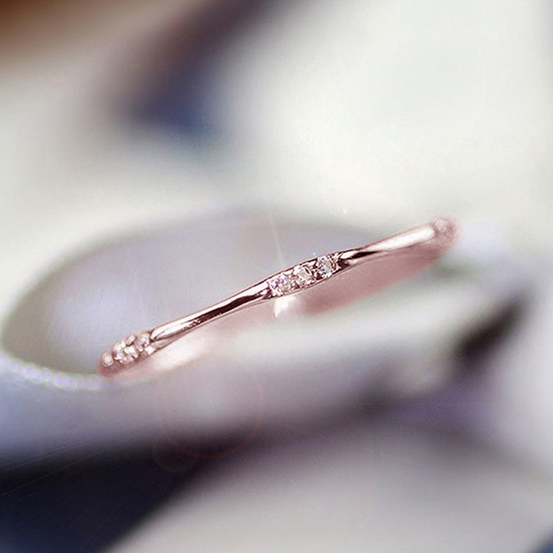 Women Wedding sterling sier plated with 14K gold 9 small dias slender dia platinum crystal jewelry ring