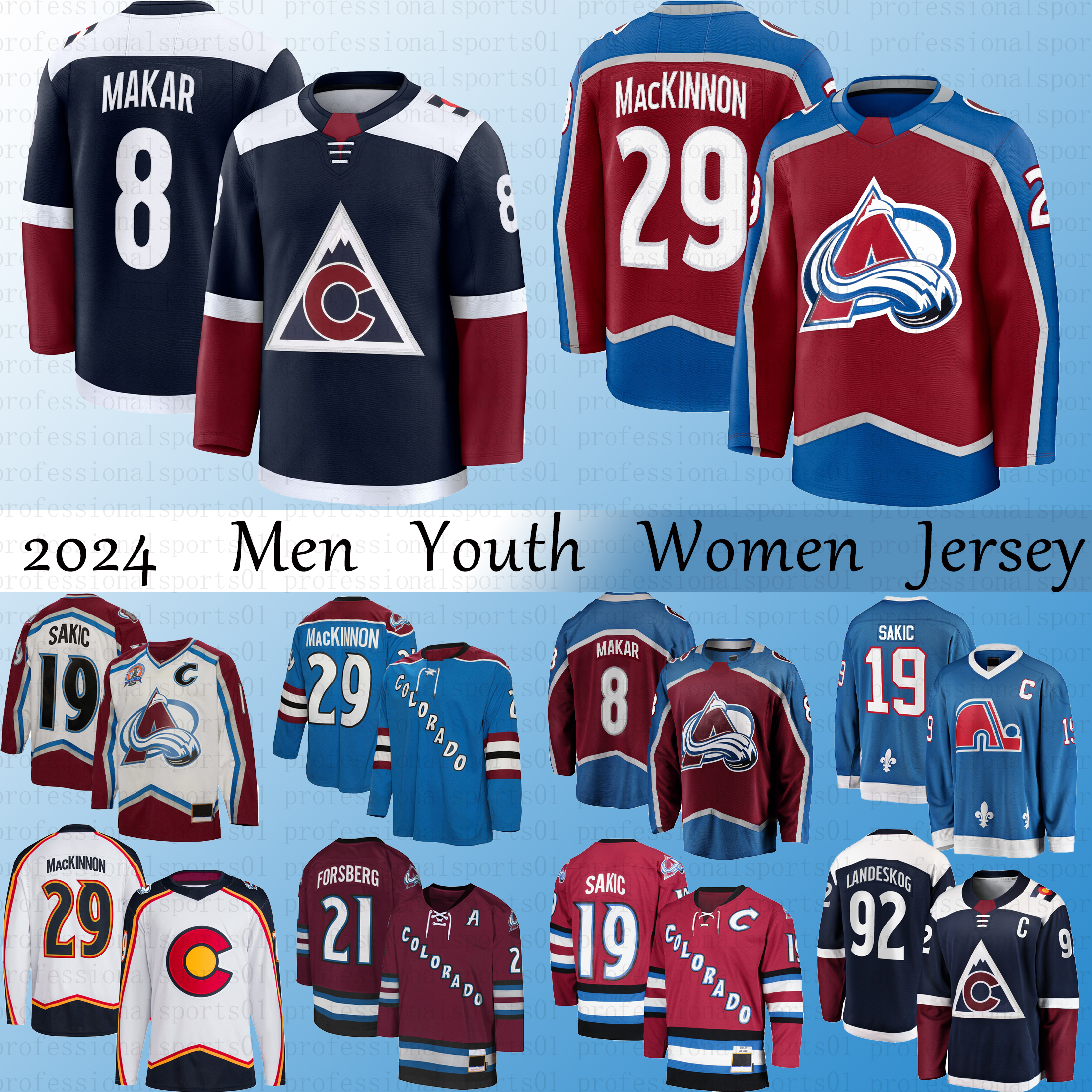 8 Makar jersey 96 Mikko Rantanen 92 Gabriel Landeskog Avalanche hockey jersey Joe sakic Peter Forsberg Valeri Nichushkin andrew cogliano jersey