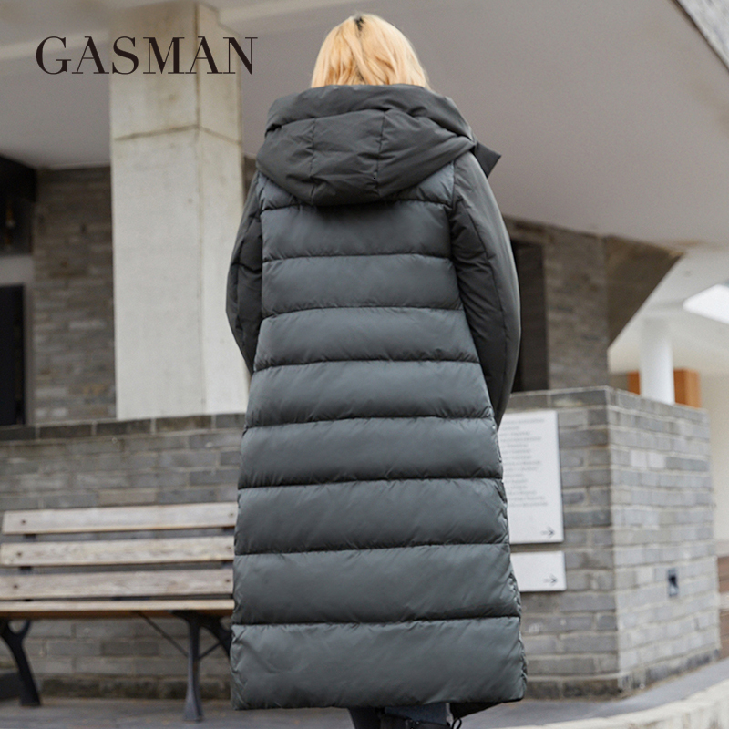 GASMAN 2022 Women's Jacket Long Elegant Fashion Winter Coat For Women Brand Zipper Pocket Warm Parka With Belt Down Jackets 8189