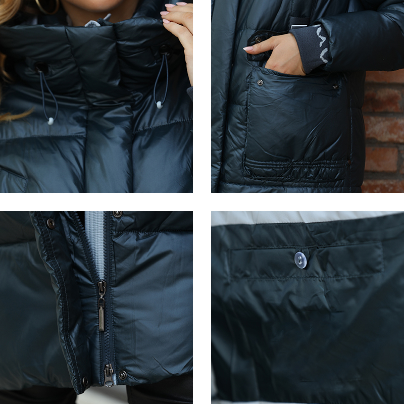 GASMAN 2022 Down Jacket Long Classic Zipper Design Big Pocket Stand Collar Hooded Slim Coat Women Parkas Ld-21715