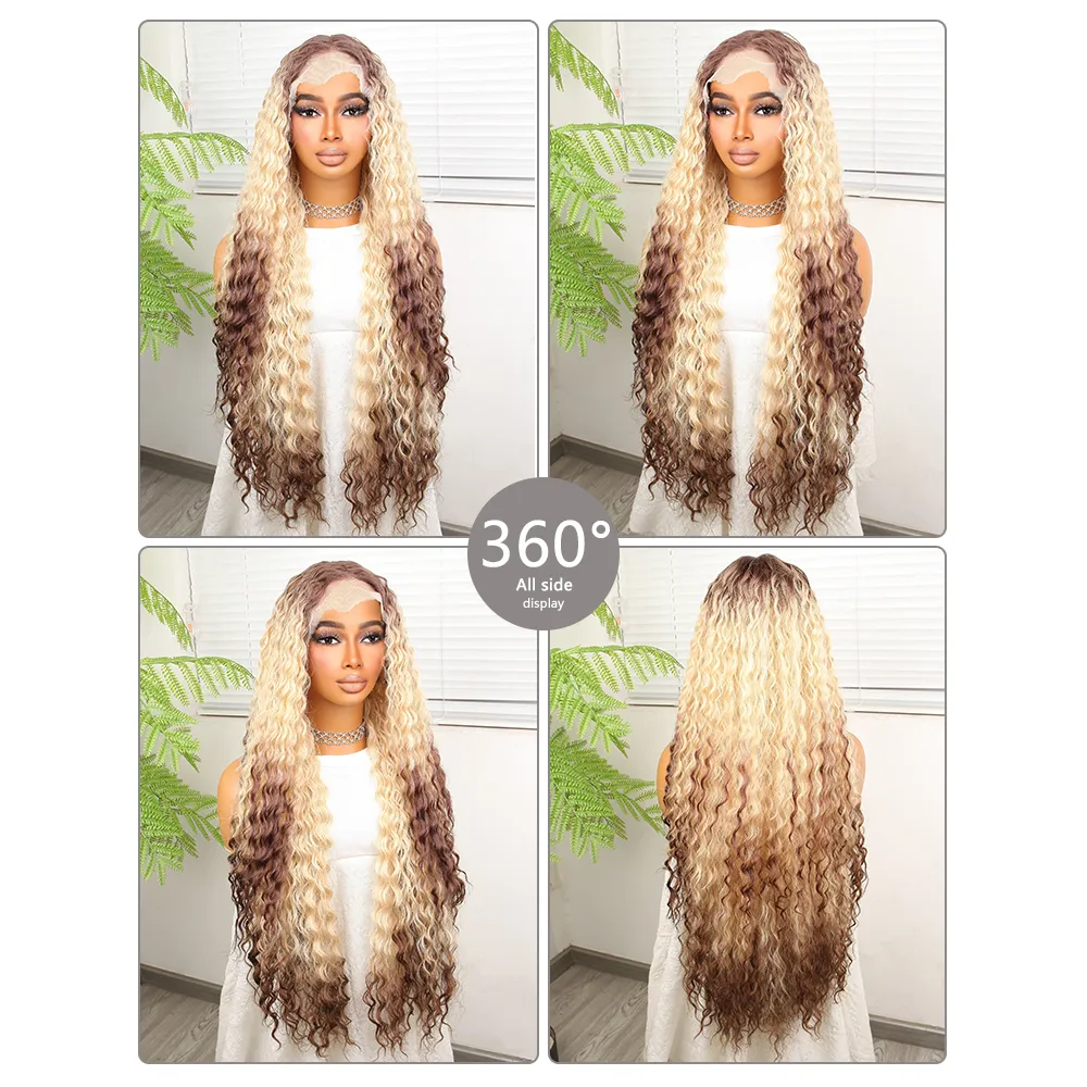 13x4.5x1 Blonde Lace Front Wig Brazilian Sillky Hair Wigs Synthetic HD Glueless Wig For Black Women Pre Plucked Long Fashion Hair Wig
