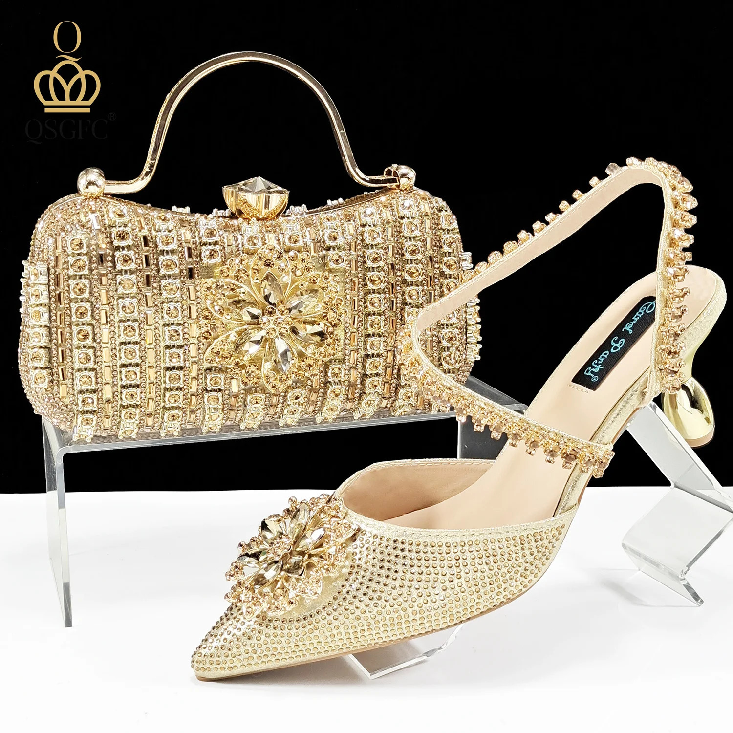 QSGFC Festive Elegance Heels and Chic Clutch Perfect Combination Of Shoes And Bags for Party Ocns 241030
