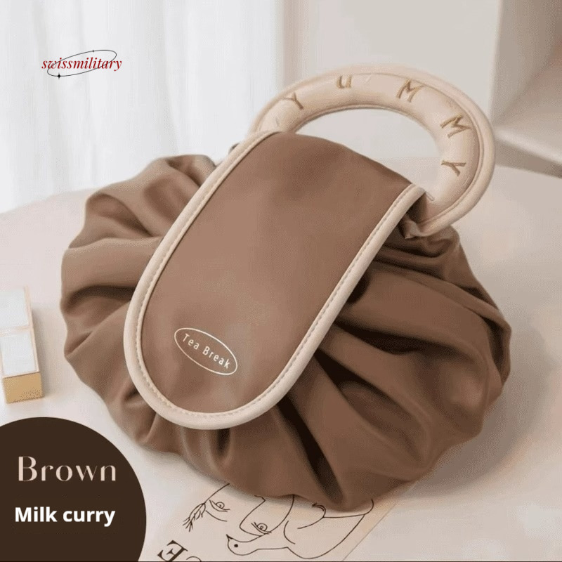 New drawstring style lazy makeup with large capacity and high-end feel, wash travel handbag, storage bag, bag #8 swissmilitary
