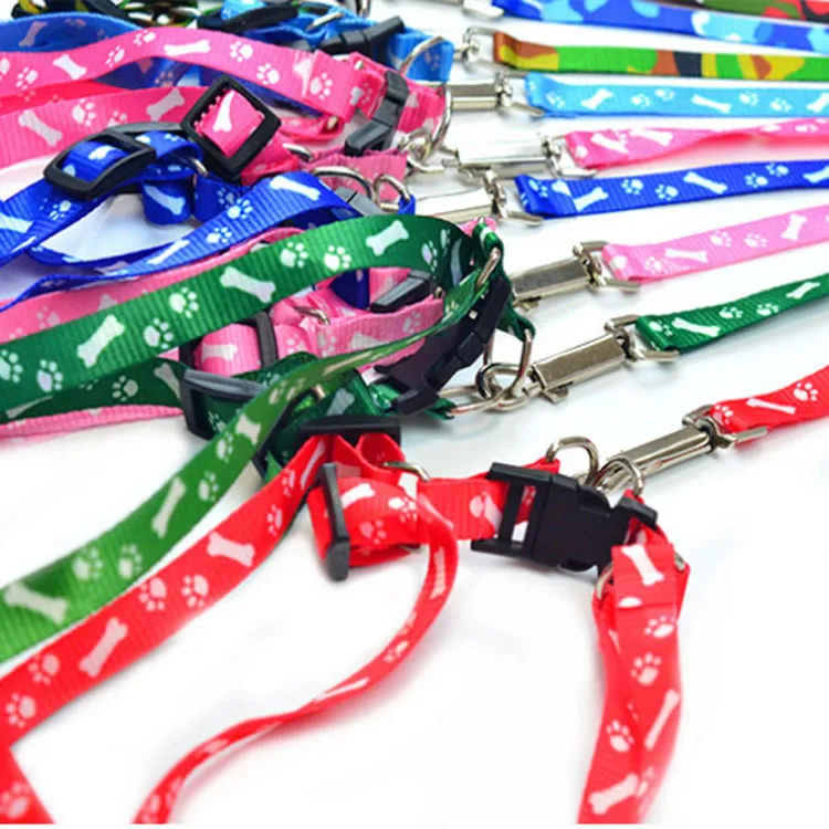 1.0 * 120cm Dog Strap Leashes Nylon Printed Adjustable Pet Collar Dog Cat Animal Accessories Pet Necklace Rope Dog Supplies