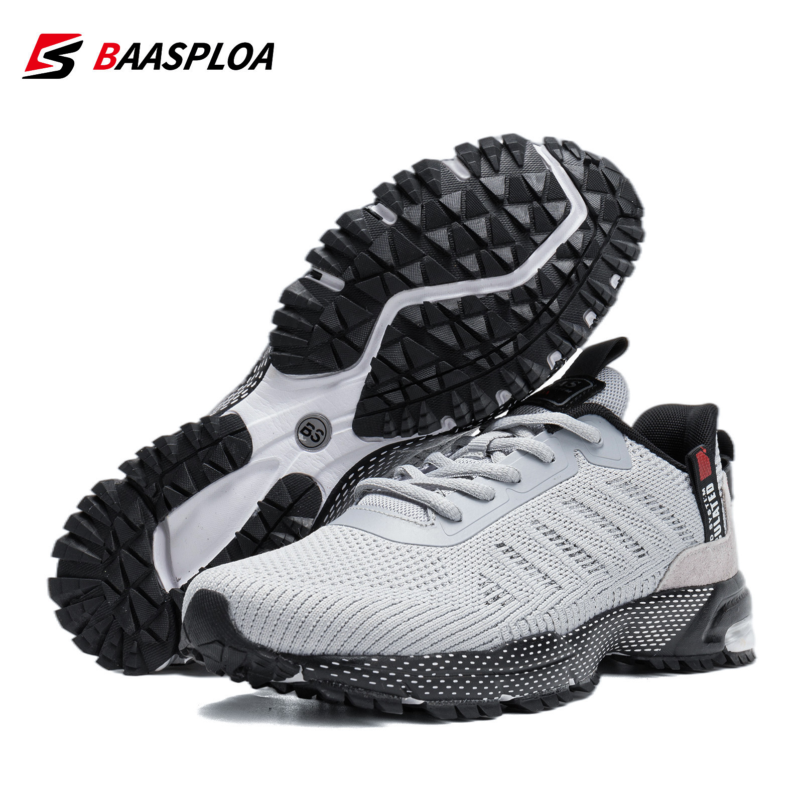 Baasploa Running Shoes For Men Lightweight Sneakers Man Designer Mesh Sneaker Lace-Up Male Breathable Sports Tennis Shoe