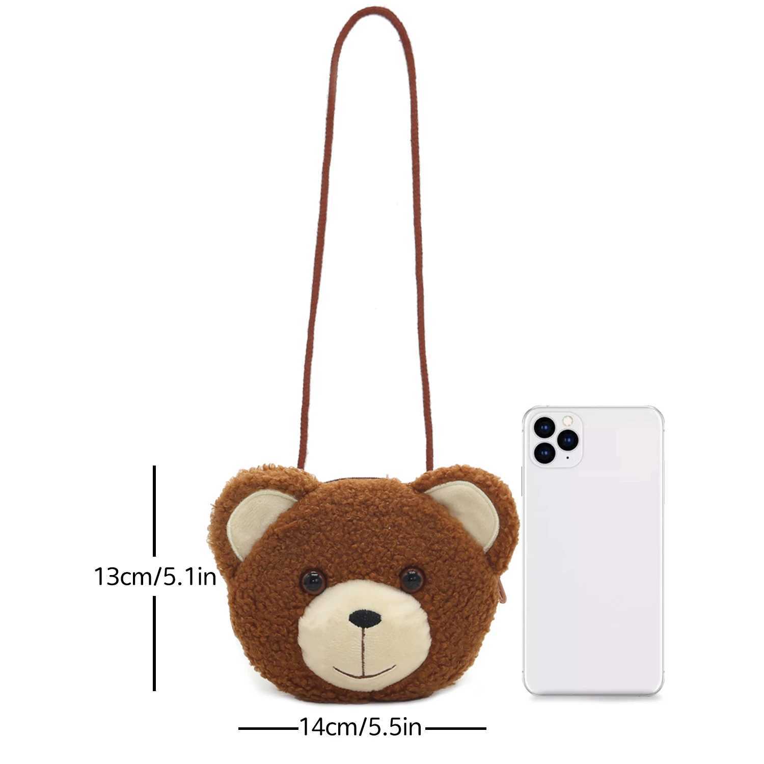 Plush Crossbody Bag Cute Animal Bear Coin Wallet Boys and Girls Mini Shoulder Bag LX241104