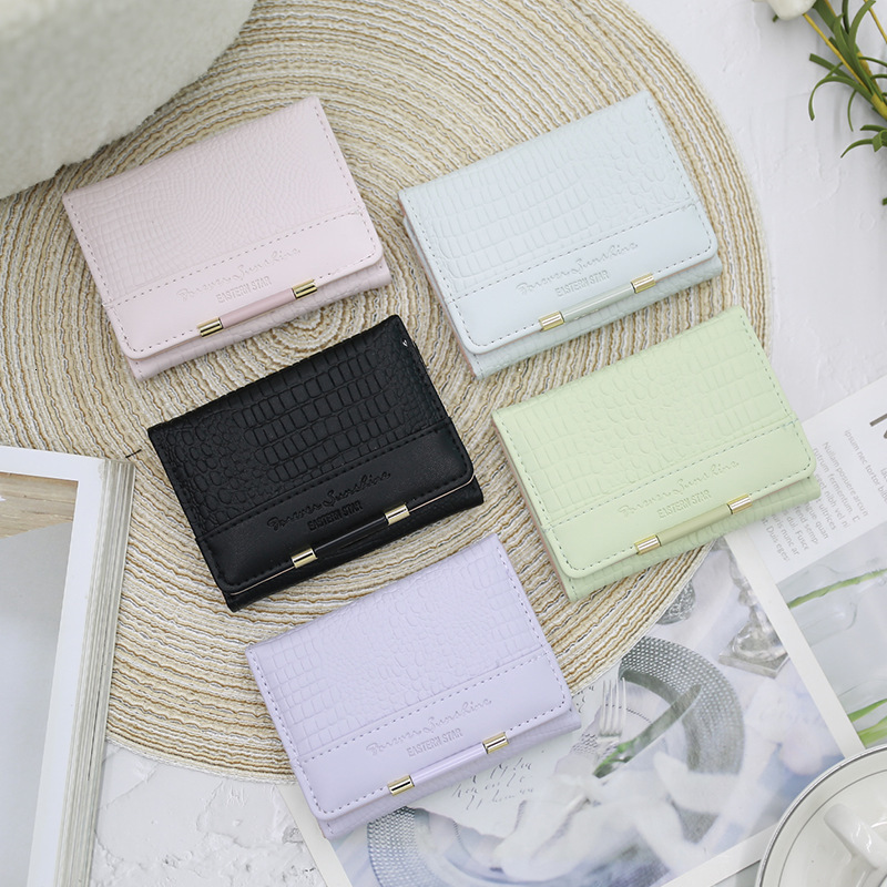 Korean Short Ins Style Macaron Women's Card Bag Fashion Storage Lock Mini Simple Wallet