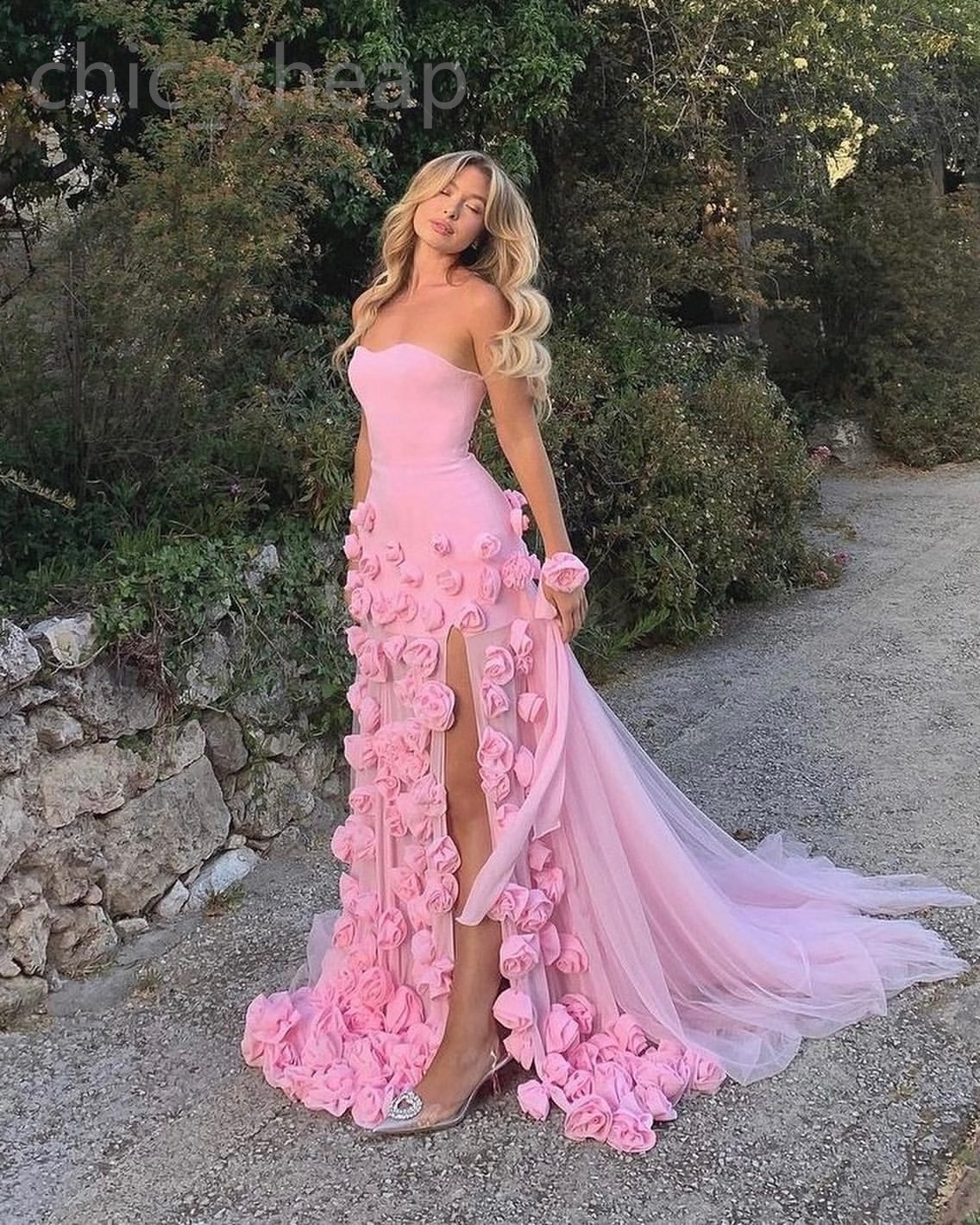 Aso Ebi Rals Pink A E Prom Dress Tulle High Split Evening Formal Party Second Reception Th Birthday Engagement Gowns Dresses Robe De Soiree ZJ 6660306