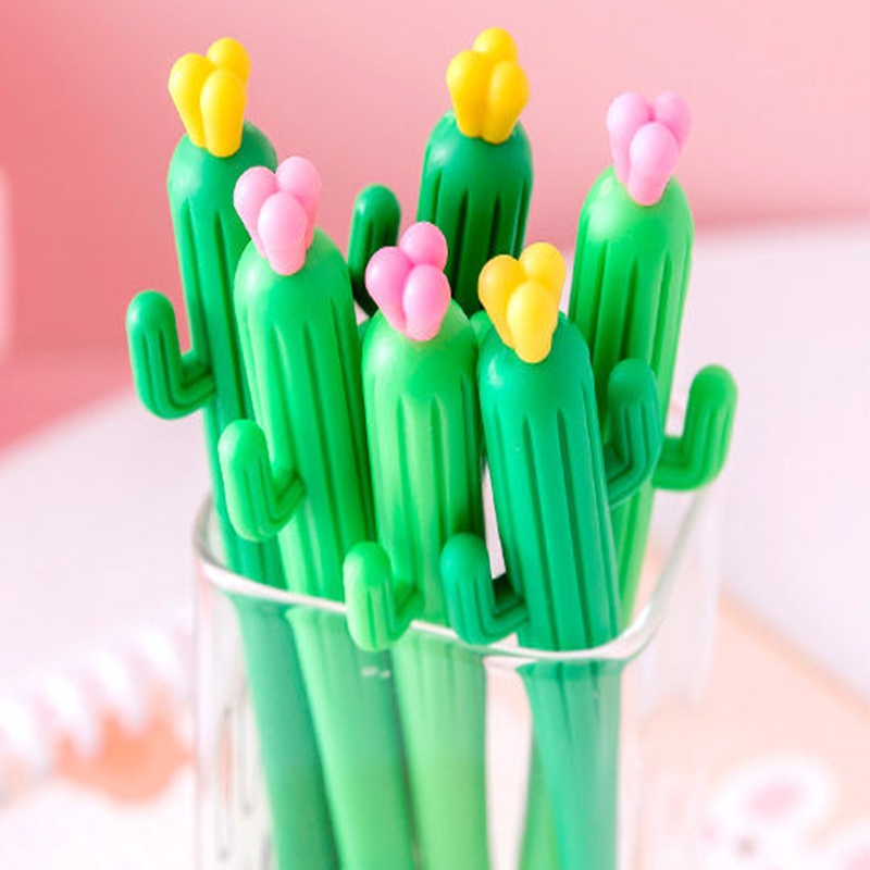 Cartoon Cactus Gel Pens Smooth Cute Writing Pen Korean Stationery for Students & Gifts YLE041