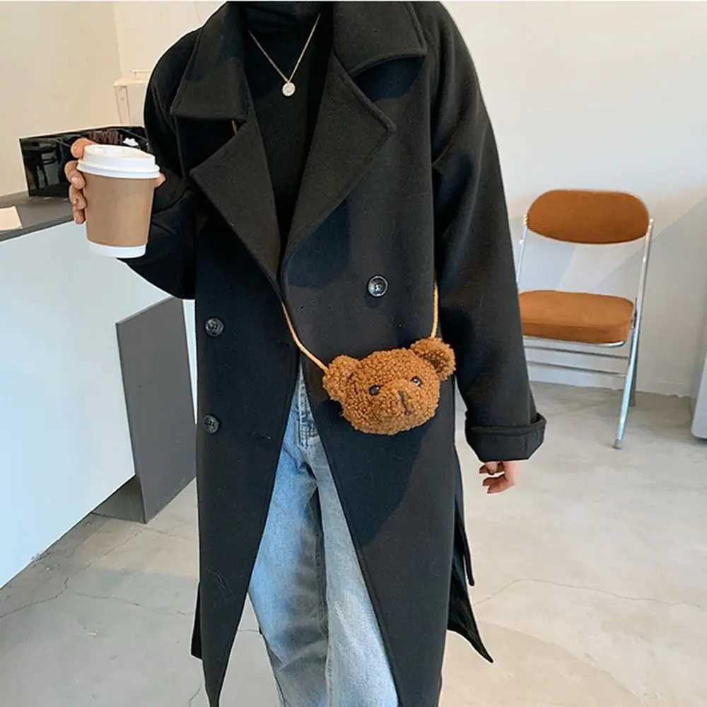 Cute Bear Plush Shoulder Bag for Children Kids Messenger Bags Kawaii Diagonal Bag Purse Little Girls Stuffed Animals Bag LX241104
