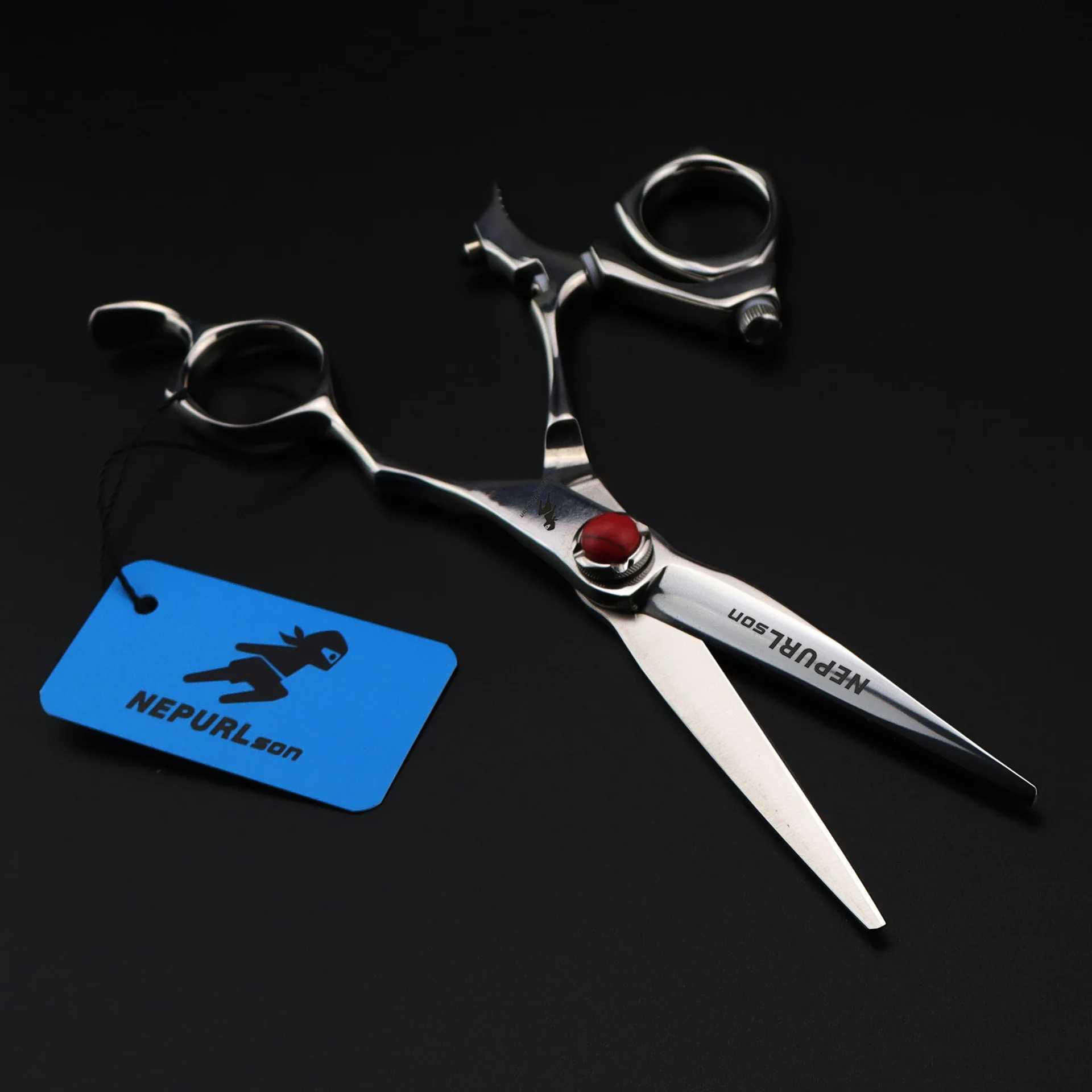 Rotary Rotating handle Professional Hair Salon Scissors Barber Haircut Hairdressing Scissors Barber Straight Cut Japanese SteelXJ241104